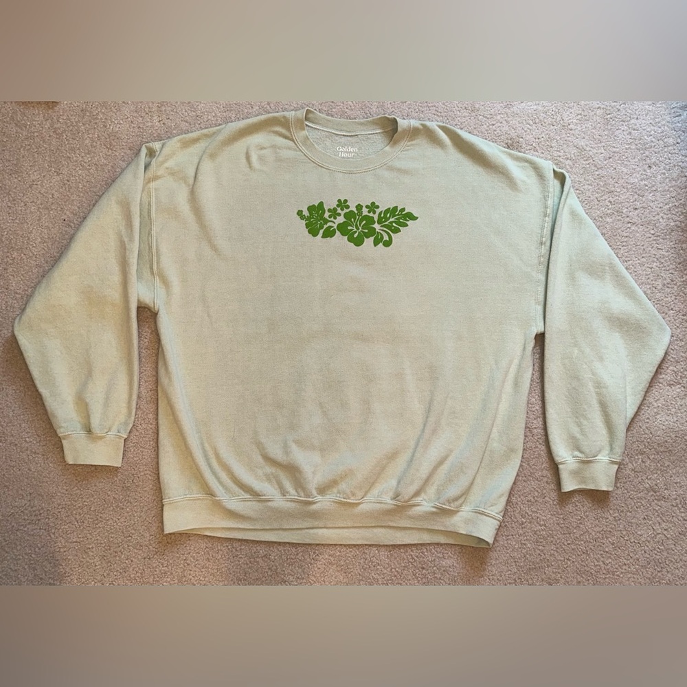 PacSun Waikiki Green Floral Sweatshirt, One Size